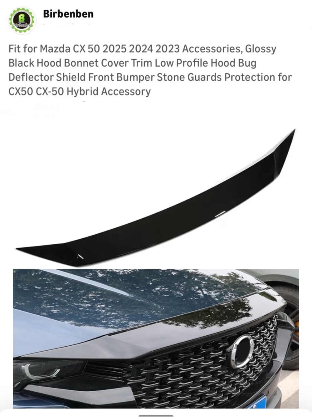 Glossy Black Hood Deflector for Mazda CX-50
